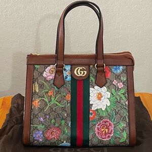 Designer G inspired Brown Floral Tote Bag